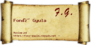 Fonó Gyula névjegykártya